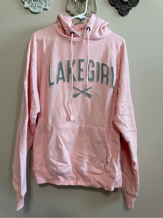 Lakegirl Tops - NWOT LakeGirl Peach Pink Pullover Hoodie with Embroidered Logo Sz L